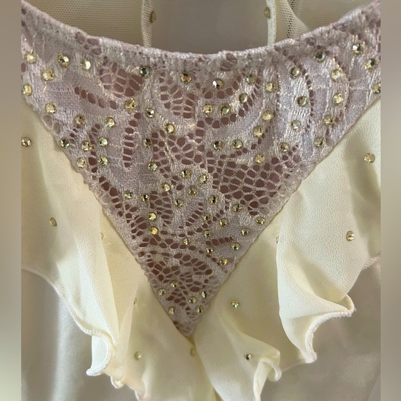 Weissman lyrical cream ivory dance leotard costume with gems. Kids size SC 6 - Picture 2 of 7